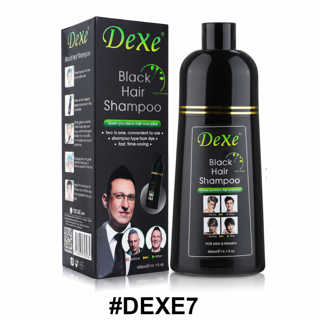 DexE Black Hair Shampoo 400ml bottle and box #DEXE7