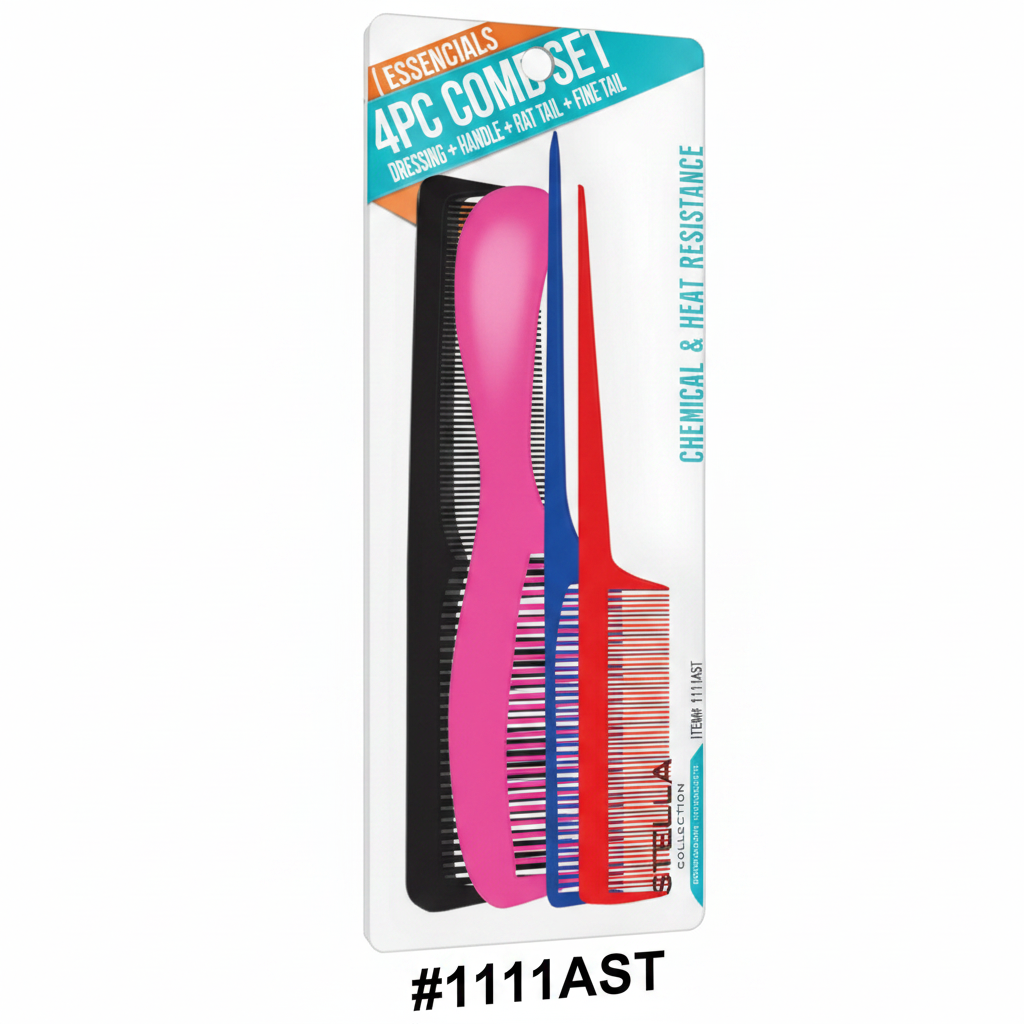 4PC Comb Set Assorted Colours #1111AST Stella Collection