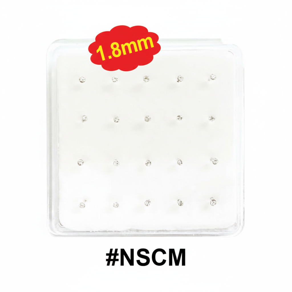 1.8mm Crystal Nose Studs 20-Pack Display Card #NSCM