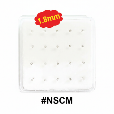 1.8mm Crystal Nose Studs 20-Pack Display Card #NSCM