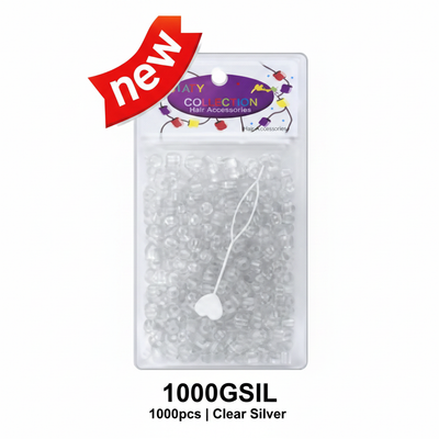 Beauty Collection Clear Silver Hair Beads 1000pcs #1000GSIL