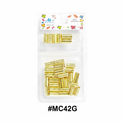 Murry Collection #MC42G Gold Ribbed Corrugated Rectangular Dreadlock Tube Cuffs
