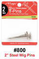 Magic 2" Nickel-Plated T-Pins 12 Pcs #800