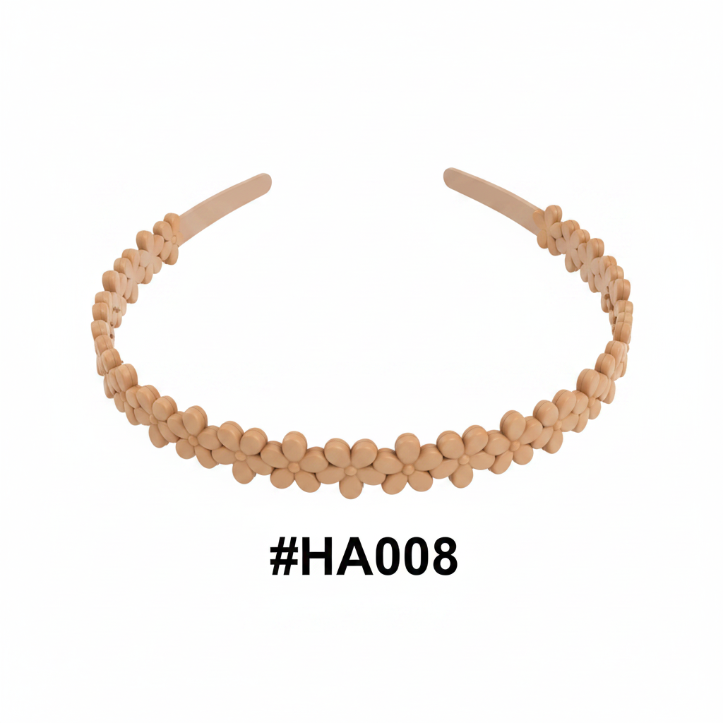 Beige Floral Beaded Hair Band #HA008