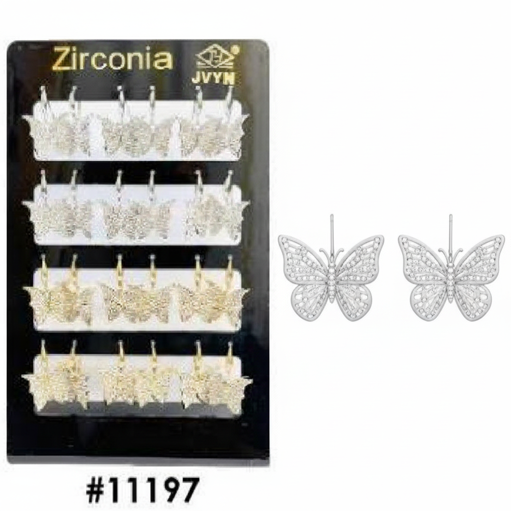 Zirconia Filigree Butterfly Earrings Display Pack #11197
