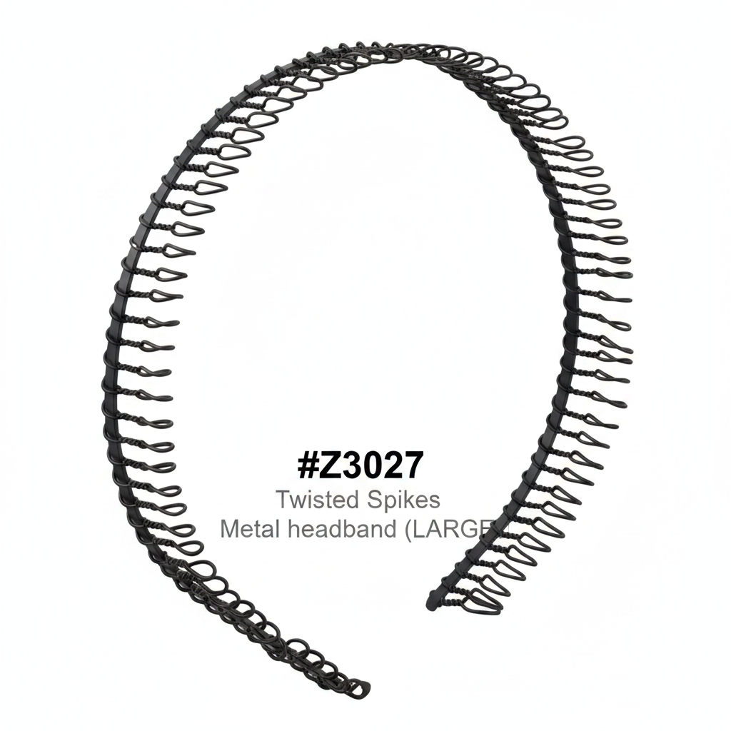 Twisted Spikes Metal Headband Large Black #Z3027