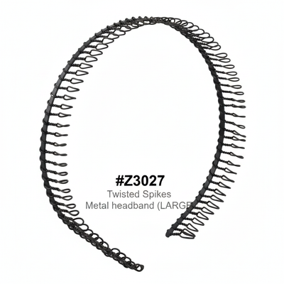 Twisted Spikes Metal Headband Large Black #Z3027