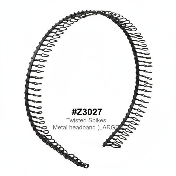 Twisted Spikes Metal Headband Large Black #Z3027