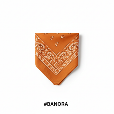 Orange Printed Paisley Bandana #BANORA