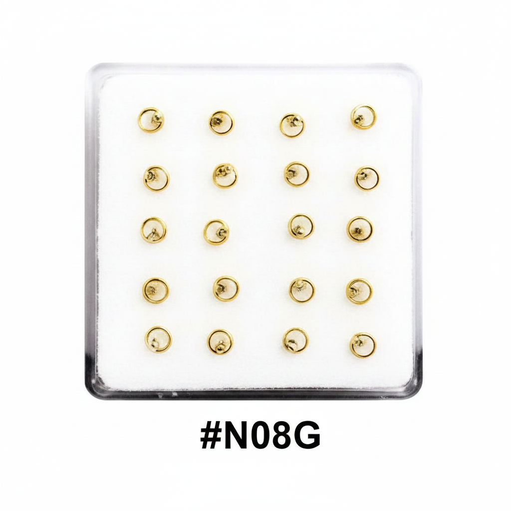 Gold Round Circle Nose Studs #N08G
