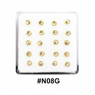 Gold Round Circle Nose Studs #N08G