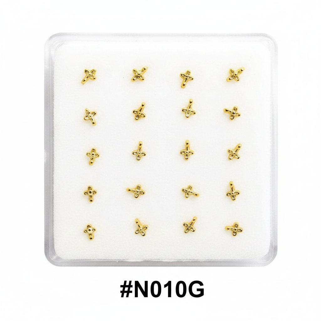 Gold Star & Flower Nose Studs #N010G