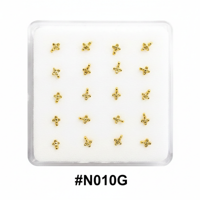 Gold Star & Flower Nose Studs #N010G