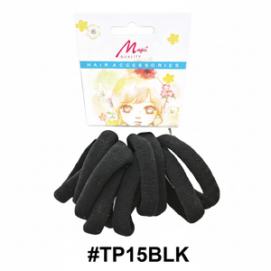 Magic Quality Soft Foam Hair Ties Black 8pcs #TP15BLK