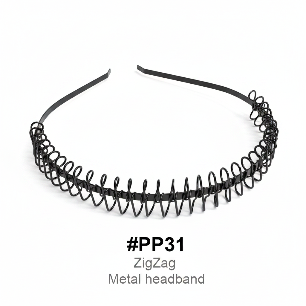 ZigZag Metal Headband Black #PP31