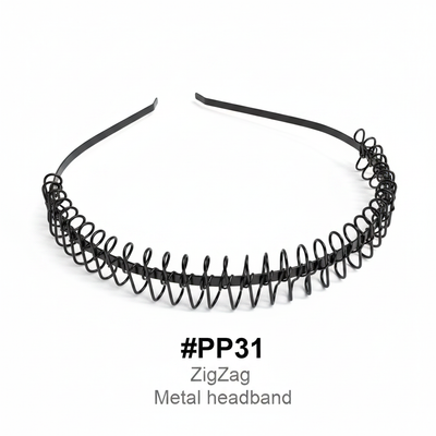 ZigZag Metal Headband Black #PP31
