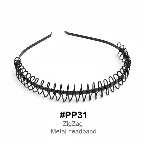 ZigZag Metal Headband Black #PP31