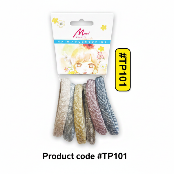 Magic Quality Glitter Hair Ties 5pcs on Card #TP101