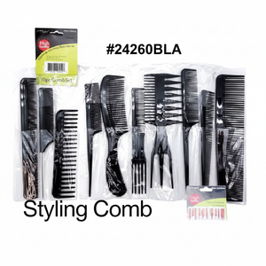 10pc Styling Comb Set Black #24260BLA
