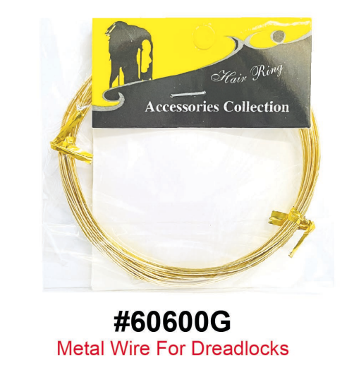 Metal wire for dreadlocks with packaging labeled 'Hair Ring Accessories Collection' on a white background.