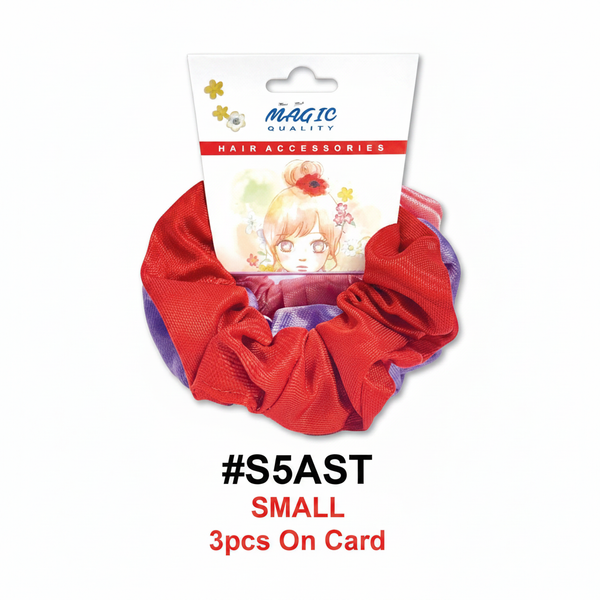 Magic Quality Small Assorted Scrunchie 3pcs on Card #S5AST