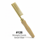 Straight Comb Small Size #126 – Gold Brass Metal Comb with Wooden Handle