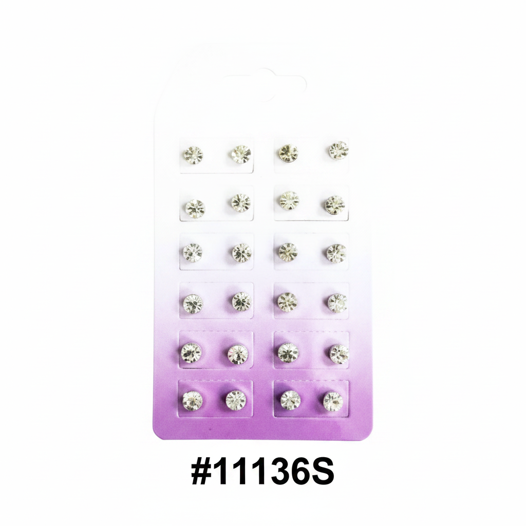 Magnetic Angel Ear-Rings Large Crystal Studs Display Card #11136S
