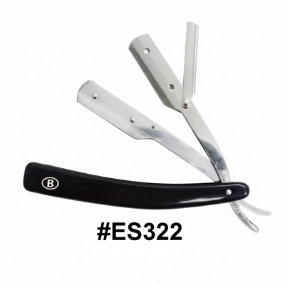 Professional Straight Barber Razor Black Handle #ES322