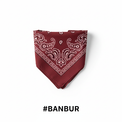 Burgundy Printed Paisley Bandana #BANBUR