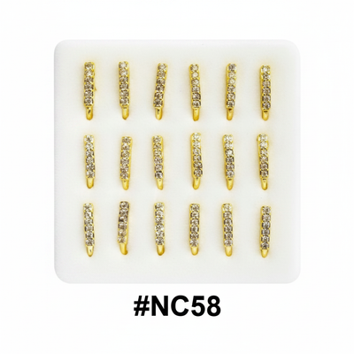 Gold Bar Crystal Rhinestone Nose Studs with Hook #NC58