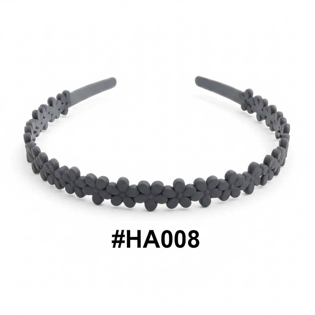Dark Grey Floral Beaded Hair Band #HA008