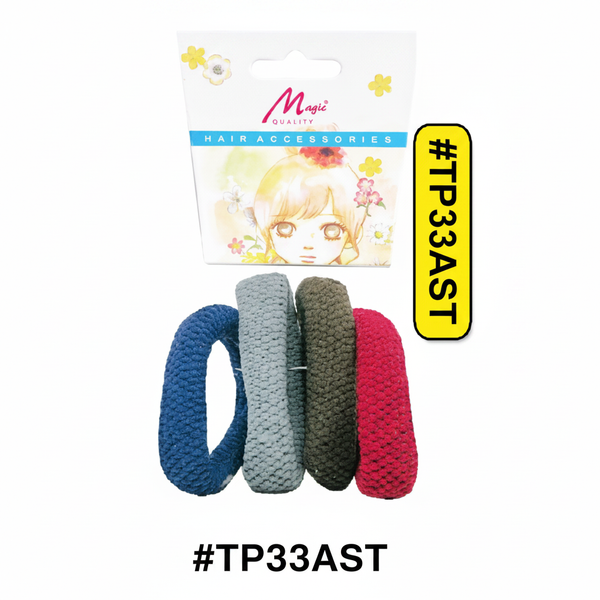 Magic Quality Thick Assorted Hair Ties 3pcs on Card #TP33AST