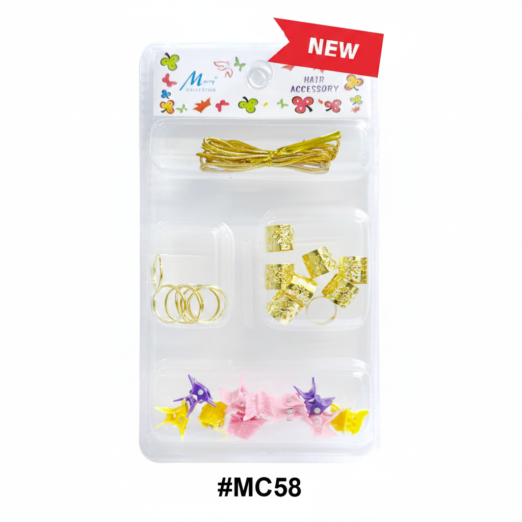Murry Collection #MC58 Hair Accessory Kit with gold thread, rings, filigree cuffs and butterfly clips
