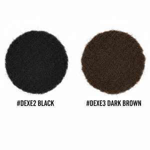 DexE Hair Building Fibers Black and Dark Brown colour swatches