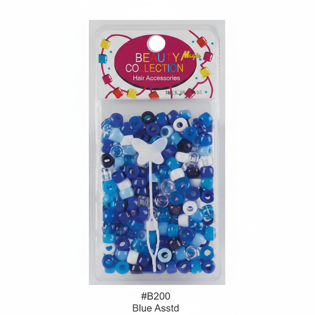 Beauty Magic Collection Hair Beads #B200 Blue Assorted