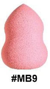 Pink makeup sponge with a visible brand code #MB9 on a white background