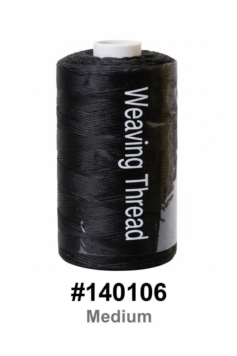 Medium spool of black weaving thread with white cap - #140106