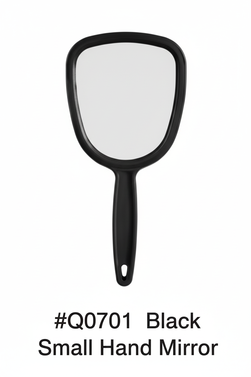 Small Hand Mirror with Handle Black #Q0701