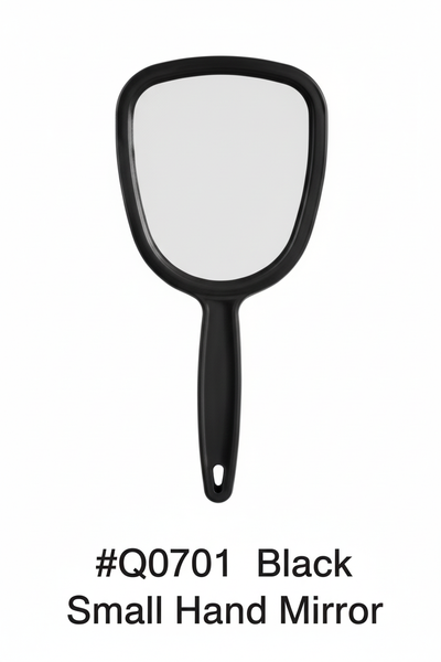 Small Hand Mirror with Handle Black #Q0701