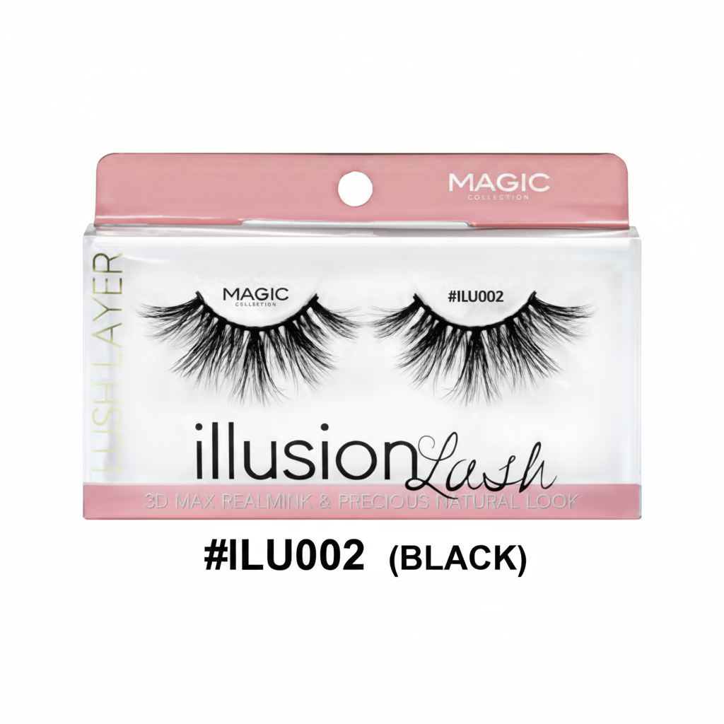 Magic Collection Illusion Lash #ILU002 25mm 3D Real Mink Eyelash – Black 12pcs