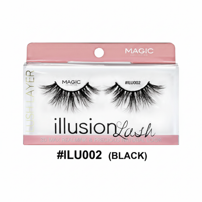 Magic Collection Illusion Lash #ILU002 25mm 3D Real Mink Eyelash – Black 12pcs