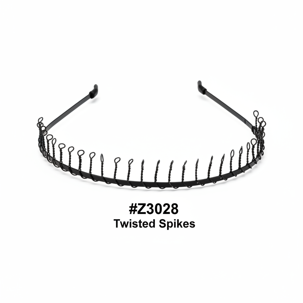 Twisted Spikes Metal Headband Small Black #Z3028