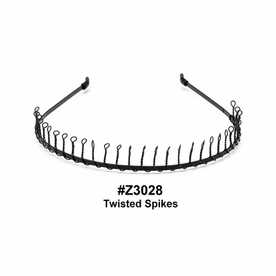 Twisted Spikes Metal Headband Small Black #Z3028