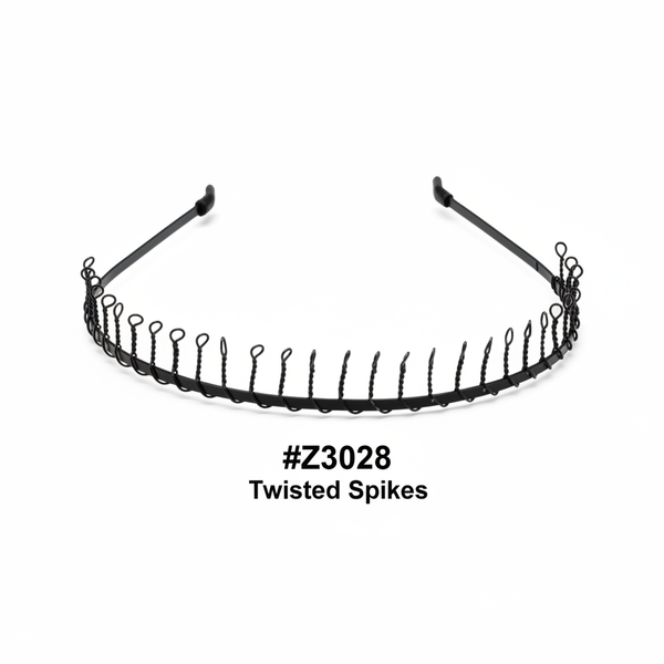 Twisted Spikes Metal Headband Small Black #Z3028