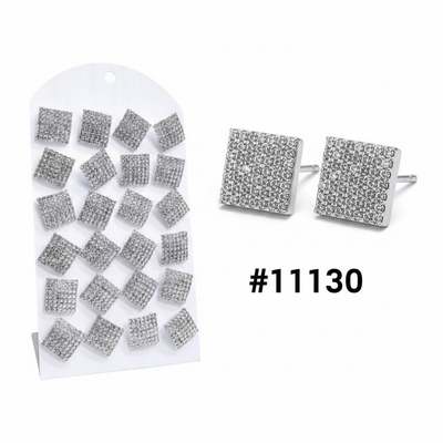 Zirconia Square Pavé Crystal Stud Earrings Display Pack #11130