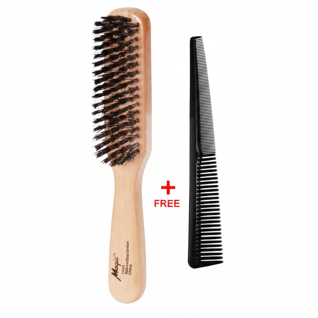 #7726C Hard Narrow Brush with Free Barber Comb - Magic Collection