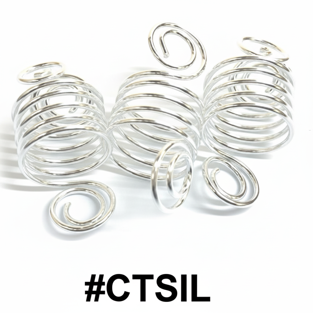 Silver wire spiral cage dreadlock beads 24pcs #CTSIL