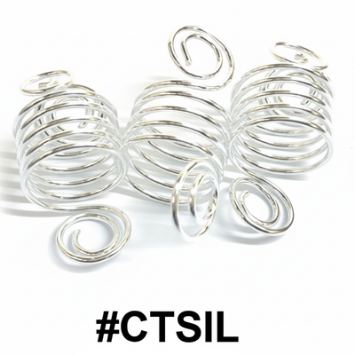 Silver wire spiral cage dreadlock beads 24pcs #CTSIL