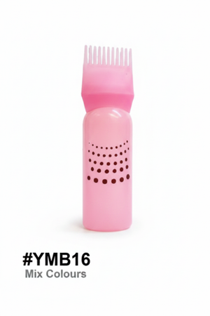 Pink hair dye applicator squeeze bottle with comb brush #YMB16