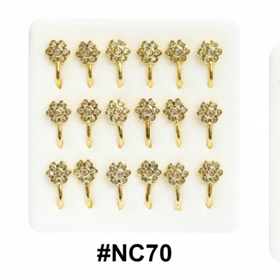 Gold Flower Crystal Nail Charms 15-Pack Display Card #NC70
